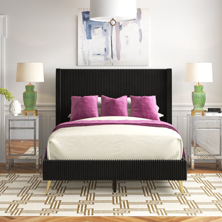 Black discount wingback bed